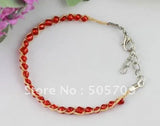 24PCS Red Glass Seed Beaded Lucky Raffia Anklet Bracelets