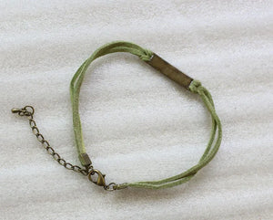 24PCS Bronze Peace Link Green Velvet Bracelets #23534