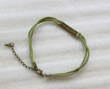 24PCS Bronze Peace Link Green Velvet Bracelets #23534