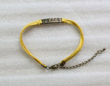 24PCS Vintage Bronze Peace Link Yellow Velvet Bracelets