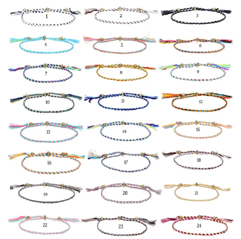 24PCS Tibetan Rope Bracelet Ethnic Tassel Copper Bead Unisex Party Accessories