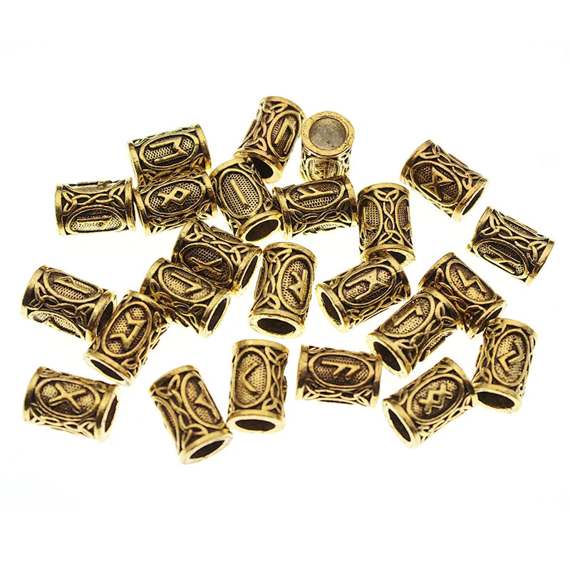24PCS Viking Rune Beads Tube Spacer Beads Accessories DIY Necklace Making