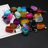 24PCS Natural Stone Melon Seed Buckle Pendant for Jewelry Making