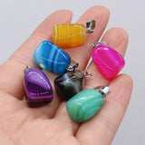 24PCS Natural Stone Melon Seed Buckle Pendant for Jewelry Making