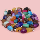 24PCS Natural Stone Melon Seed Buckle Pendant for Jewelry Making