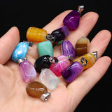 24PCS Natural Stone Melon Seed Buckle Pendant for Jewelry Making