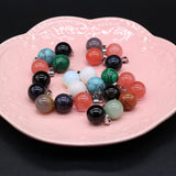 24PCS Adzuki Bean Natural Stone Pendant 14x14mm for Jewelry Making