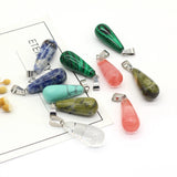 24PCS Natural Stone Water Drop Pendant Jewelry Making DIY Necklace Accessories
