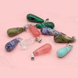 24PCS Natural Stone Water Drop Pendant Jewelry Making DIY Necklace Accessories