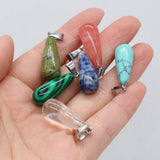 24PCS Natural Stone Water Drop Pendant Jewelry Making DIY Necklace Accessories