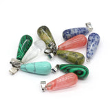 24PCS Natural Stone Water Drop Pendant Jewelry Making DIY Necklace Accessories
