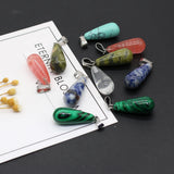24PCS Natural Stone Water Drop Pendant Jewelry Making DIY Necklace Accessories
