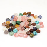 24PCS Natural Stone Unakite Opal Sodalite Flower Pendant Jewelry Making