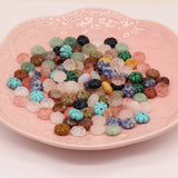 24PCS Natural Stone Unakite Opal Sodalite Flower Pendant Jewelry Making