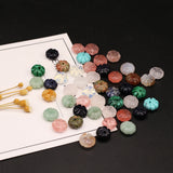 24PCS Natural Stone Unakite Opal Sodalite Flower Pendant Jewelry Making