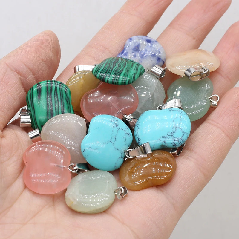 24PCS Natural GemStone Heart Pendant For Jewelry Making