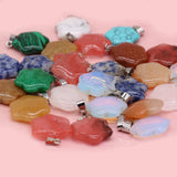 24PCS Natural GemStone Heart Pendant For Jewelry Making