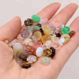 24PCS Natural Stone Flower Pendant for Jewelry Making Necklace Accessories
