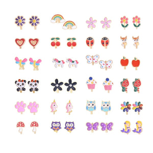24 Pairs Girls Clip On Earrings Flower Dress Up Earrings