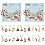 24Pcs Christmas Enamel Crochet Stitch Marker Charms for Knitting Weaving Sewing