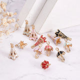 24Pcs 3D Umbrella Eiffel Tower Charms Enamel Pendants Mixed DIY Jewelry Making
