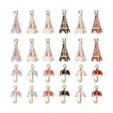 24Pcs 3D Umbrella Eiffel Tower Charms Enamel Pendants Mixed DIY Jewelry Making
