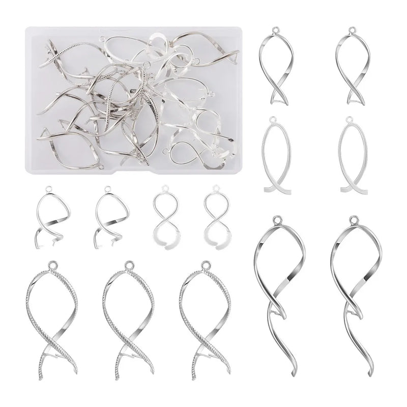 24Pcs Spiral Brass Ice Pick Bails Clips Hook Jewelry Findings