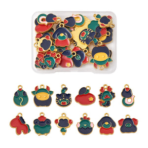 24Pcs Zodiac Animal Charms For DIY Jewelry Making