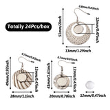 24Pcs Stainless Steel Dangle Earrings with Glass Cabochons