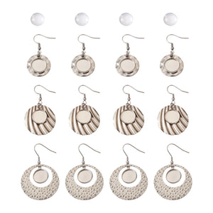 24Pcs Stainless Steel Dangle Earrings with Glass Cabochons