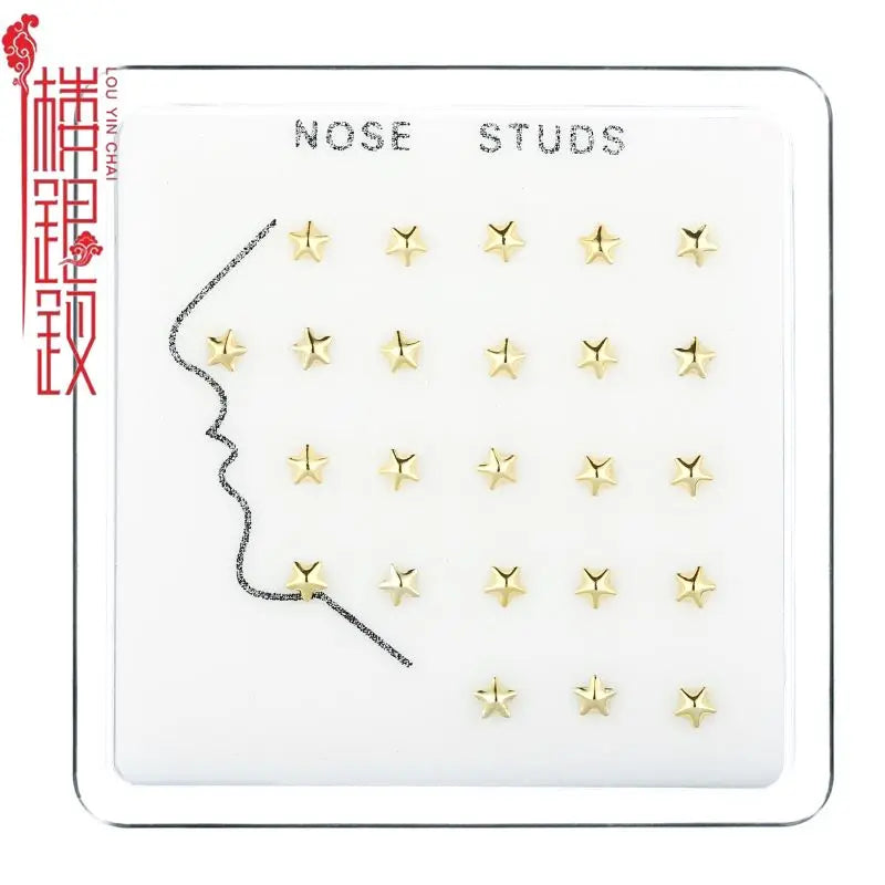 24Pcs/Box Star Sterling Silver Nose Pin Body Piercing Jewelry