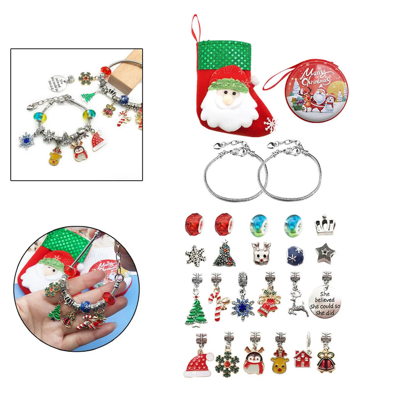 24Pcs Christmas Bracelet Making Kit DIY Jewelry Supplies for Adults