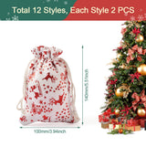 24Pcs Christmas Jute Gift Bags Cotton Fabric Cloth Bags Drawstring Pouches