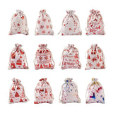 24Pcs Christmas Jute Gift Bags Cotton Fabric Cloth Bags Drawstring Pouches