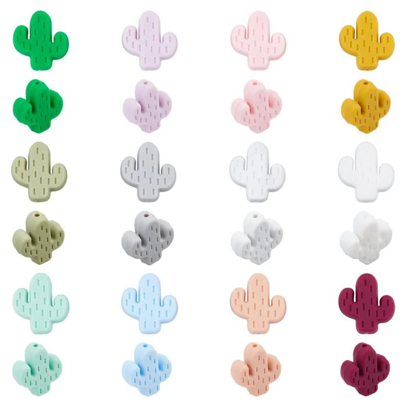 24Pcs Cactus Silicone Beads for Jewelry Making DIY Crafts