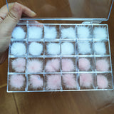 24Pcs Fluffy White+Pink Pom Pons Kit Jewelry Nails Charms