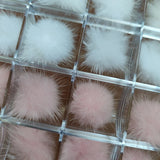 24Pcs Fluffy White+Pink Pom Pons Kit Jewelry Nails Charms