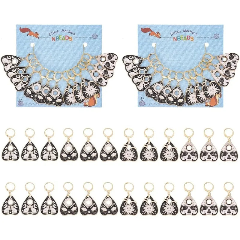 24Pcs Enamel Crochet Stitch Markers, Divination Theme, Removable Leverback Clasp