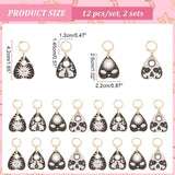 24Pcs Enamel Crochet Stitch Markers, Divination Theme, Removable Leverback Clasp