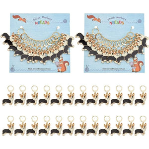 24Pcs Corgi Dog Charms Stitch Markers Enamel Crochet Marker Removable Locking