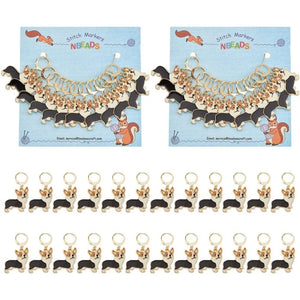 24Pcs Corgi Dog Charms Stitch Markers Enamel Crochet Marker Removable Locking