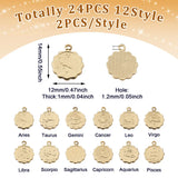 24Pcs Brass Flower Constellation Charms for Jewelry Making
