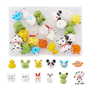 24Pcs 3D Animal Lampwork Beads Jewelry Making DIY Bracelet Necklace Earring