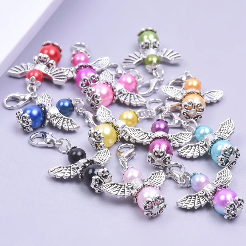 24Pcs/Lot Mix Colors Dancing Angel Wings Bead Charms for Jewelry Making