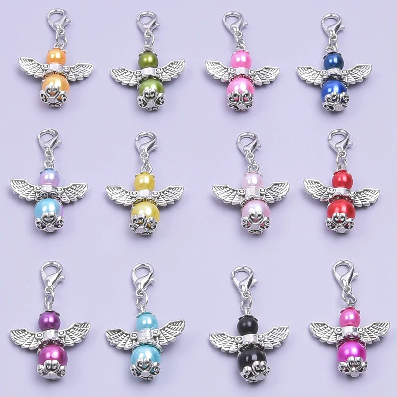 24Pcs/Lot Mix Colors Dancing Angel Wings Bead Charms for Jewelry Making