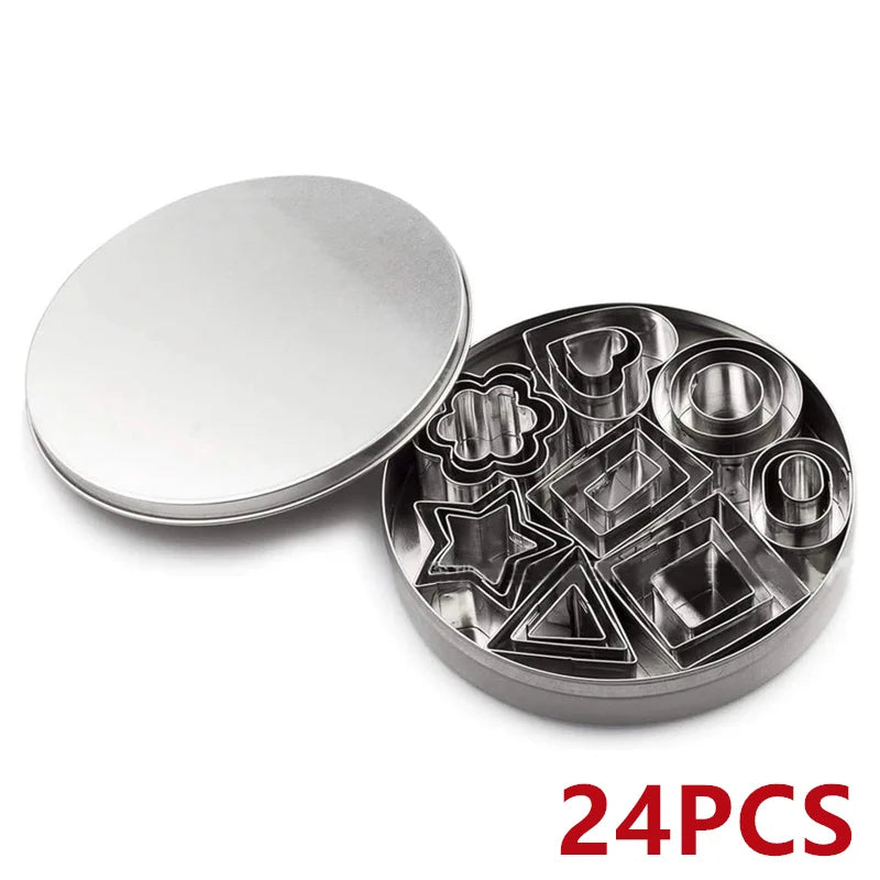24Pcs Mini Cookie Cutter Mold Stainless Steel DIY Ceramic Clay Earring Tool