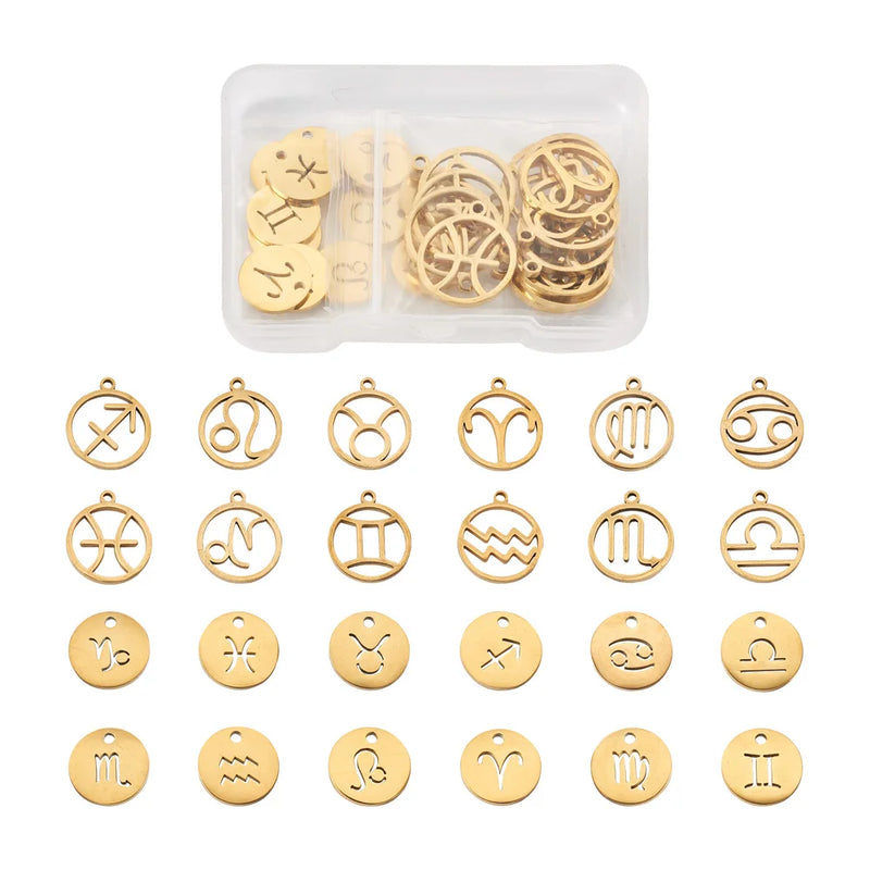 24Pcs Constellations Charms for DIY Jewelry Making