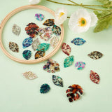24Pcs Monstera Leaf Cellulose Acetate Resin Pendants Charm for Earrings