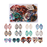 24Pcs Monstera Leaf Cellulose Acetate Resin Pendants Charm for Earrings