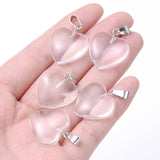 24Pcs Quartz Agate Crystal Heart Pendant Necklace Charms Leather Chain